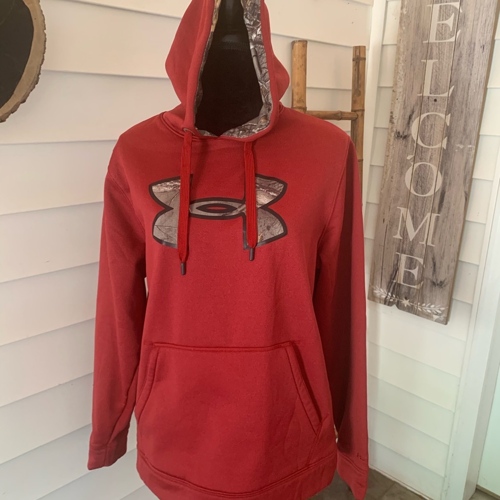 Women’s under armor medium camouflage/red hoodie